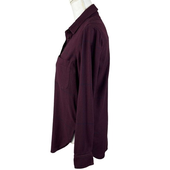 Athleta Heat Tech Flannel Button Down Shirt XS Maroon Windowpane Plaid - Picture 7 of 11
